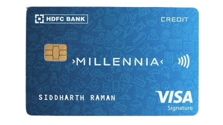 എച്ച്ഡിഎഫ്സി ബാങ്ക് മില്ലേനിയ ക്രെഡിറ്റ് കാർഡിന്റെ ചിത്രം.